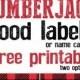 Lumberjack Food Labels Free Printable