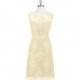 Champagne Azazie Zaria - Knee Length Lace Scoop Illusion Dress - Charming Bridesmaids Store