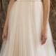 Wedding Dress Off White Tulle Dress,V Neck Bridal Dress,Lace Illusion Backless Bride Dress Train Maxi Dress,Sleeveless Evening Dress(LW192)