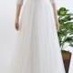 Ivory lace wedding dress with tulle skirt, 3/4 sleeve lace bolero