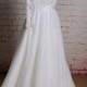 Long Sheer Lace Sleeves Wedding Dress with Keyhole Back  Bateau Neckline Bridal Gown with Simple Tulle Skirt