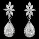 Stunning Sterling Silver CZ Pear Drop Wedding Earrings