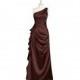 Chocolate Azazie Kamila - Floor Length Side Zip Charmeuse One Shoulder Dress - Simple Bridesmaid Dresses & Easy Wedding Dresses