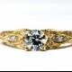 Antique Engagement Ring, Yellow gold Ring, diamond Ring, Prong Ring, Engagement Band, Bridal Jewelry, Gispandiamonds, Milgrain ring