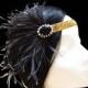 1920s Gatsby headband. Great gatsby headband. 1920s flapper headband. Black feather headpiece. Bridal headpiece. Bridesmaid headpiece. - $23.60 EUR