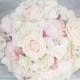 Silk Wedding Bouquet - Peach Pink Blush Peonies, Roses & Hydrangeas Silk Bridal Bridal Bouquet