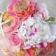 Bouquet of Silk Peonies and Ranunculus Coral Peach Starfish Natural Touch Flower Wedding Bride Bouquet - Almost Fresh