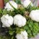 Bouquet of Silk Peonies and Succulents Off White Natural Touch Flower Wedding Bride Bouquet - Almost Fresh