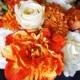 Fall Wedding Natural Touch Orange Peonies, Roses and Mums Silk Flower Bride Bouquet - Almost Fresh