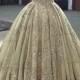 H1021 Gold champagne colored cinderalla ball gown wedding dress