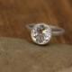 White Topaz Alternative Engagement Ring - Clear Topaz Silver Ring - Topaz Conflic Free Ring - White Topaz Bezel Ring
