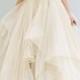 H1020 Romance gold embroidery detailed cascade ball gown