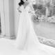 Alessandra Rinaudo 2018 LISBETH Ivory 1/2 Sleeves Chapel Train Sweet V-Neck Aline Appliques Chiffon Wedding Gown - Fantastic Wedding Dresses