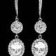 Cubic Zirconia Bridal Earrings Crystal Oval Wedding Earrings CZ Dangle Sparkly Earrings Bridal Jewelry Vintage Style Earrings Prom Earrings - $37.90 USD