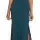 Jenny Yoo Kayleigh Cross Front Crepe Knit Gown 