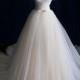 H1019 Champagne colored vintage soft tulle princess ball gown