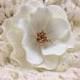 White and Gold Open Rose Sugar Flower, wedding cake topper, gumpaste flowers, modern wedding, boho chic wedding, white sugar flowers