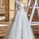Tarik Ediz 2017 G2056 Sweep Train Sweet Ivory Ball Gown Cap Sleeves Scoop Neck Tulle Appliques Wedding Gown - Rolierosie One Wedding Store