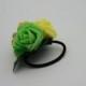 Flower hair tie Yellow Green rose Floral Bridal hair piece Wedding hair tie Boho hair style Bridesmaid gift Festival headpiece Gift for her - $10.00 USD