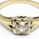 14K Yellow Gold Diamond Engagement Ring -  Center Diamond 1/4 Carat Old European Cut - Size 4 1/2 - Anniversary - Promise Ring # 4190