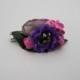 Purple pink fancy Bridal flower hair clip Wedding hair clip Floral hair clip Bridal hair piece Rustic hair piece Gift for her - $12.00 USD