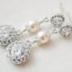Crystal Bridal Earrings, Pearl and Crystal Wedding Earrings, Bridal Jewelry, Wedding Jewelry Earrings