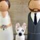 Wedding Cake Topper With Cat or Dog, Personalized Cake Topper Dog, Wooden Cake Topper Handpainted, Pet Peg Doll Cake Topper. Custom Topper. - $76.95 EUR
