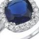 A Perfect 7CT Cushion Cut Blue Sapphire Halo Ring