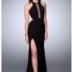 La Femme - Elegant Halter Beaded Cutout Long Evening Gown 23791 - Designer Party Dress & Formal Gown