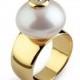 Pearl Diamond Ring, Gold Pearl Diamond Engagement Ring, 14k Gold Pearl Ring, Large Pearl Ring, Gold Statement Ring