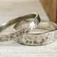 Wedding Band Set - Sterling Silver Ring Set - Hammered Wedding Band for Him and Her