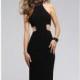 Black/Gunmetal Jewel Neck Jersey Gown by Faviana - Color Your Classy Wardrobe