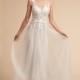 BHLDN Spring/Summer 2018 Marsden Illusion Sweep Train Aline Sleeveless Sweet Ivory Appliques Tulle Bridal Gown - Brand Prom Dresses