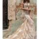 Julie Vino Fall/Winter 2018 1504 Blush Sweet Chapel Train Short Sleeves Fit & Flare Illusion Beading Lace Bridal Dress - 2018 Spring Trends Dresses