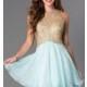 Blush Aqua Fit and Flare Gold Lace Party Dress - Brand Prom Dresses