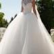 Glamorous Satin & Tulle Jewel Neckline Ball Gown Wedding Dress With Beadings & Rhinestones - overpinks.com