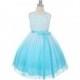 Aqua Ombre Dress w/ Rosette Bodice Style: D322 - Charming Wedding Party Dresses