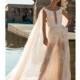 Victoria Soprano 2018 16118 Emma Embroidery Champagne Outdoor Spring Bateau Watteau Train Cap Sleeves Lace Pantsuit - Bridesmaid Dress Online Shop