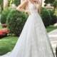 Style 117271 by David Tutera for Mon Cheri - White Lace  Organza Floor Straps  V-Neck A-Line Wedding Dresses - Bridesmaid Dress Online Shop