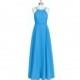 Ocean_blue Azazie Melinda - Floor Length Halter Strap Detail Chiffon Dress - Simple Bridesmaid Dresses & Easy Wedding Dresses