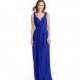 Royal_blue Azazie Ada - Floor Length Back Zip Mesh Stretch Knit V Neck - Charming Bridesmaids Store