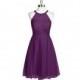 Grape Azazie Mackenzie - Tulle Knee Length Illusion Halter Dress - Charming Bridesmaids Store