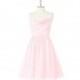 Blushing_pink Azazie Kelsey - Back Zip Chiffon Knee Length Sweetheart Dress - Simple Bridesmaid Dresses & Easy Wedding Dresses