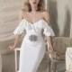 Lihi Hod Fall/Winter 2018 Stella White Butterfly Sleeves Off-the-shoulder Open Back Sweep Train Mermaid with Sash Bridal Gown - Charming Wedding Party Dresses