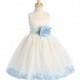 Blossom Ivory Sleeveless Tulle Dress w/ Detachable Sash, Flower, & Petals Style: BL207 - Charming Wedding Party Dresses