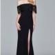 Black Faviana S7937 - Fitted Long Fringe High Slit Jersey Knit Lace Simple Dress - Customize Your Prom Dress