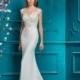 Ellis Bridal 2018 Style 18082 Embroidery Charmeuse Chapel Train Elegant Ivory Illusion Cap Sleeves Sheath Bridal Dress - Customize Your Prom Dress
