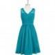 Jade Azazie Heloise - Side Zip Knee Length V Neck Chiffon And Lace Dress - Charming Bridesmaids Store