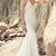 Mikaella Spring/Summer 2017 2102 Sweep Train Ivory Sweet Spaghetti Straps Mermaid Sleeveless Embroidery Satin Wedding Gown - Branded Bridal Gowns