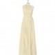 Champagne Azazie Cailyn - Chiffon Back Zip Halter Floor Length Dress - Charming Bridesmaids Store